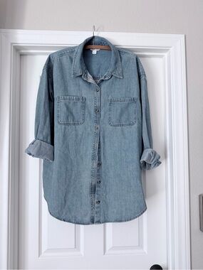 Vintage 90s Old Navy Heavy Denim Boyfriend Shirt 26x31 XL 2X
 Shirt